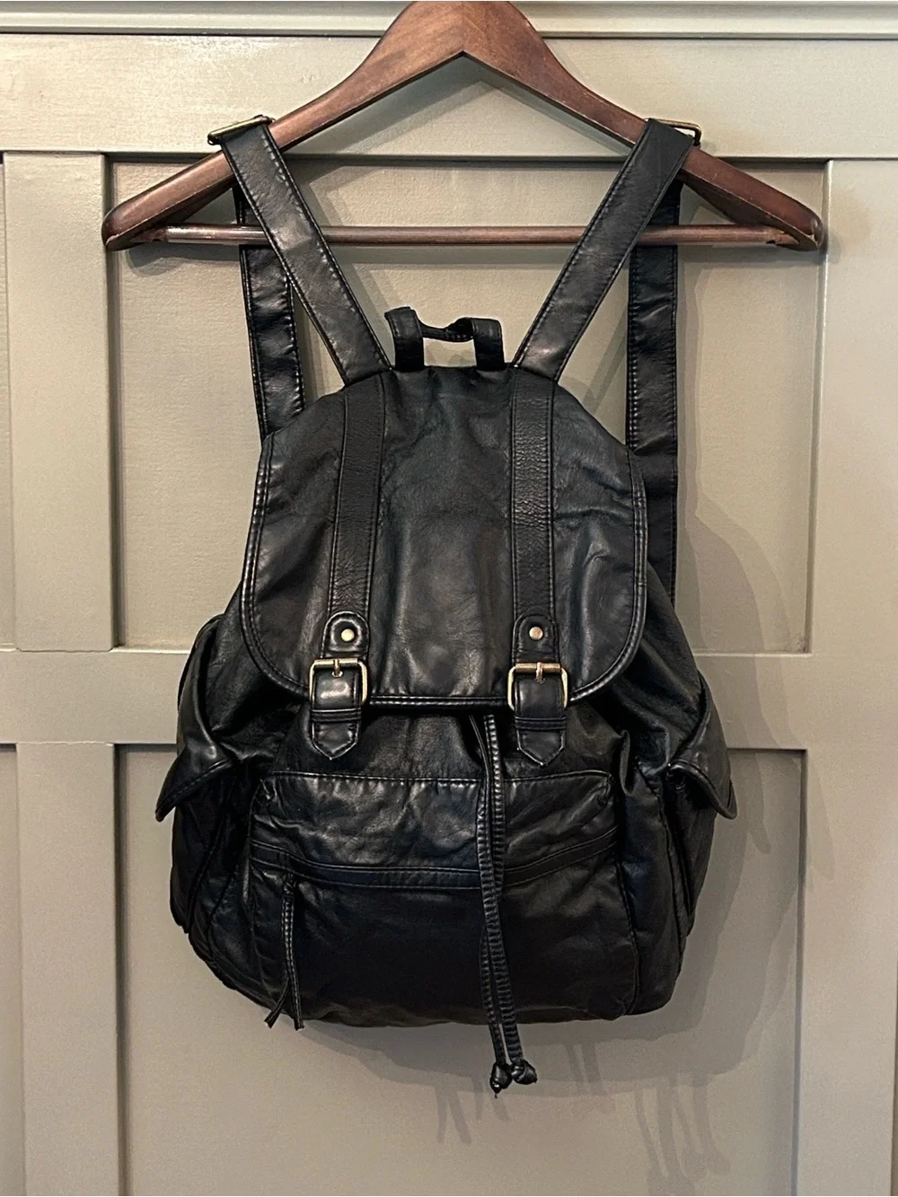 Mossimo Supply Co Faux Leather Backpack Black Y2K Vintage